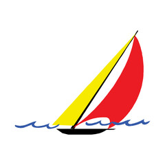 Wooden boat with oars vector illustration isolated on white.