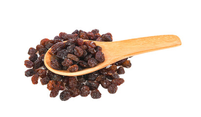 sweet raisin in wood spoon isolated on transparent png