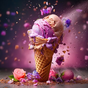 Ice Cream in a waffle bowl stock image. Image of colorful - 42474923