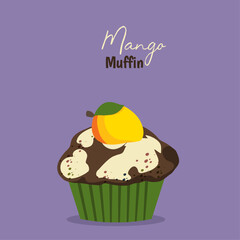 Flat Design Illustration with Mango Muffin 