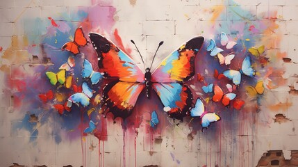 watercolor drawing - butterfly from blots and splashes