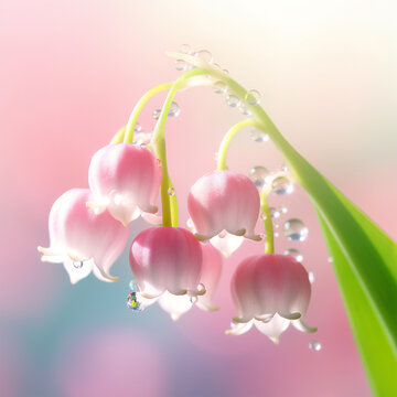 A pink lily of the valley on the sun