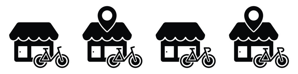 Bicycle store icon. Bike shop icon, vector illustration - obrazy, fototapety, plakaty