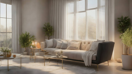 Fototapeta na wymiar A beautifully furnished living room.