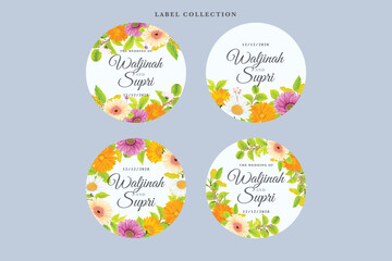 Watercolor cute floral label in vintage style