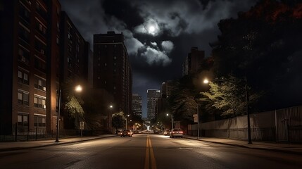 Fototapeta na wymiar night city street scene