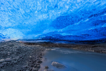 Ice cave in Iceland in winter