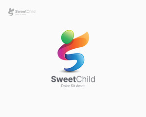Sweet child letter s with colorful gradient logo