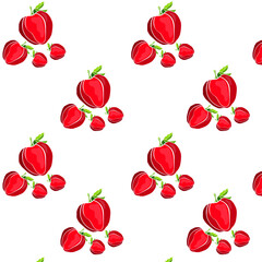 seamless pattern with painted strawberry and berry
