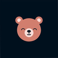 Vector illustration with cute little bear face isolated