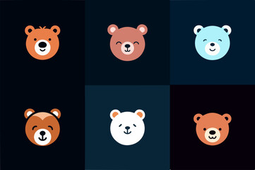 Vector illustration with cute little bear face isolated