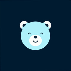 Vector illustration with cute little bear face isolated