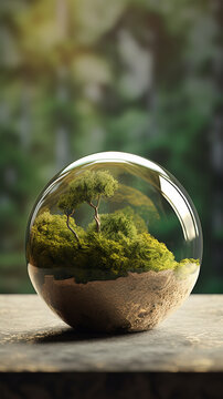 Glass ball with green nature