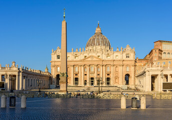 Fototapeta na wymiar St. Peter's Basilica on Saint Peter's square in Vatican, center of Rome, Italy
