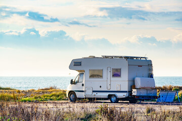 Caravan camping on seacoast