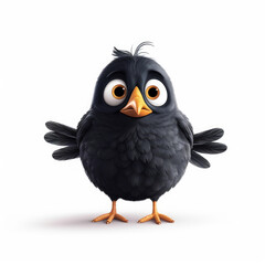 Cute 3D Blackbird