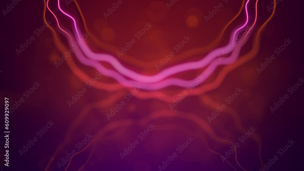 Poster beautiful red and rose twinkling curved lines bokeh bg - loop video