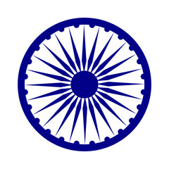 Indian ashoka chakra or ashoka wheel vector symbol. - obrazy, fototapety, plakaty