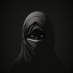 Fototapeta na wymiar Woman in hijab head silhouette, face and hair Fashion icon, Generative ai
