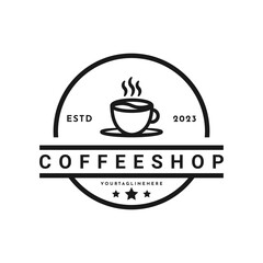 Coffee shop logo design template. Vintage retro coffee emblem