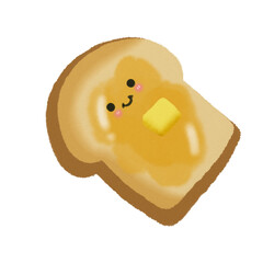 Breakfast toast, avocado toast jam egg bacon fruits japanese bread, hand drawn illustration drawing