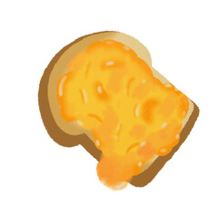 Breakfast toast, avocado toast jam egg bacon fruits japanese bread, hand drawn illustration drawing