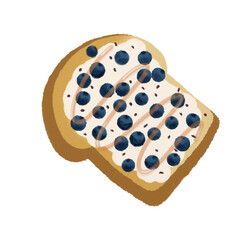 Breakfast toast, avocado toast jam egg bacon fruits japanese bread, hand drawn illustration drawing