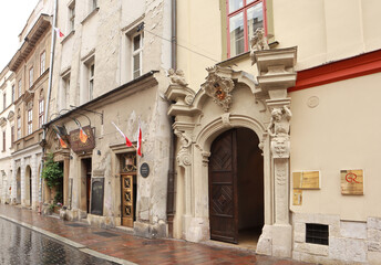 Vintage Portal in downtown in Krakow, Poland
