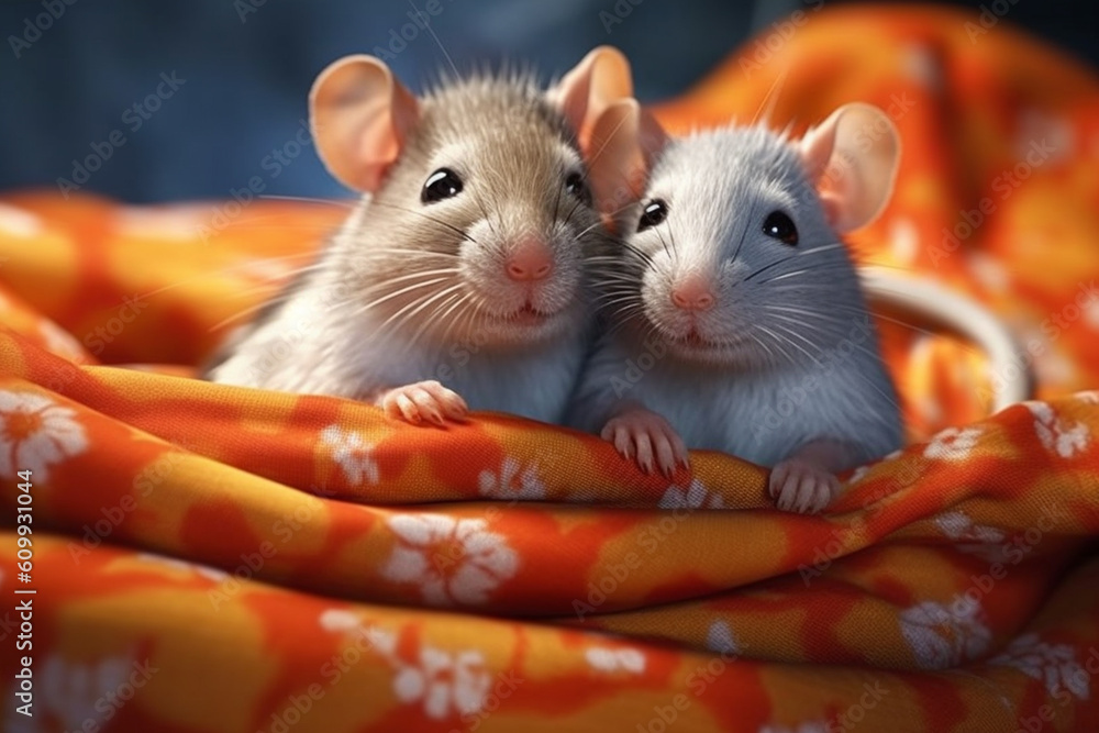 Poster a snuggling pair of pet rats, challenging common misconceptions and showcasing the affectionate and 