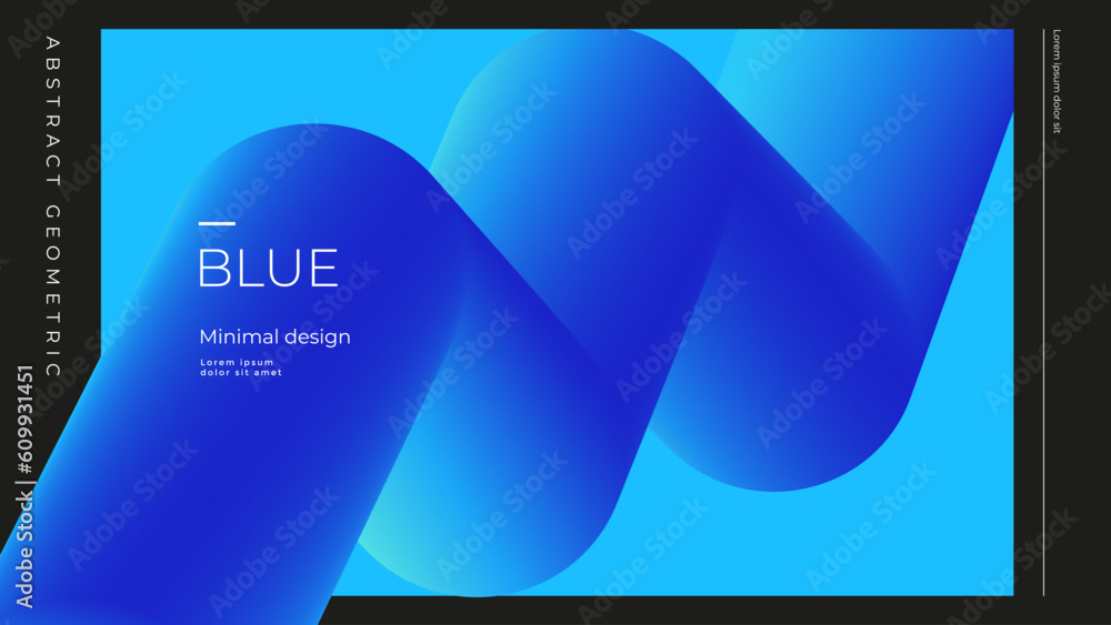 Wall mural blue background with gradient wave. geometric 3d flow shape. modern abstract banner design. vector