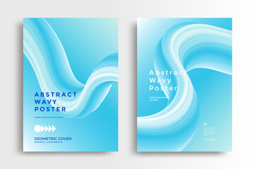 Modern poster with Blue Abstract fluid wave. Vector