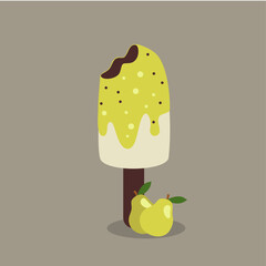 Flat Design Illustration with Ice Lolly Pear