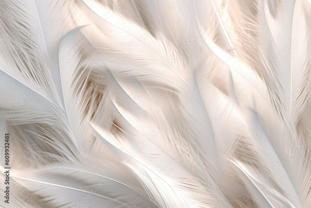 Aufkleber A minimalist feather background pattern texture, with soft and muted tones, creating a soothing and elegant aesthetic. Generative AI technology.