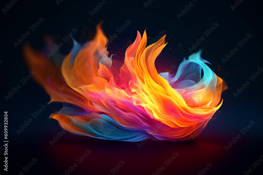 Aufkleber a digital illustration of a stylized flame with bold and dynamic colors, representing passion, power