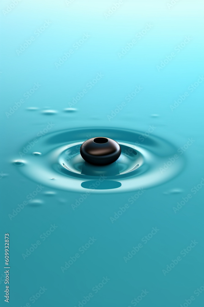 Aufkleber a minimalist illustration of a single water droplet falling into a pool, generative ai technology.