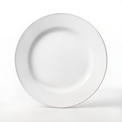 Empty ceramic round plate isolated on white background.