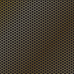 Gold Hexagon Pattern on Black Background. Vector, Illustration.