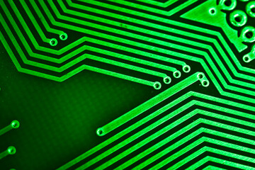 green printed circuit board with gold plating