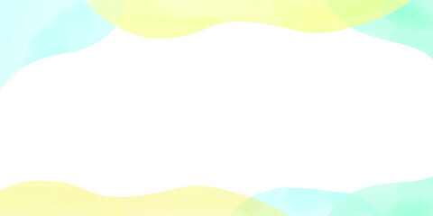 水色と黄色の水彩フレーム