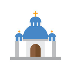 Orthodox church, Christian cathedral, color icon, isolated on white background, vector illustration.