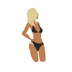 Blonde girl with beautiful tan, illustration, vector 