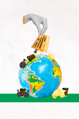 Eco friendly concept collage planet earth global pollution problem stop damage our world reuse...