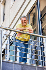 successful arab businessman in front of a modern building