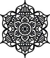 Easy Mandala coloring book simple and basic for beginners, seniors and children. Set of Mehndi flower pattern for Henna drawing and tattoo. Decoration in ethnic oriental, Indian style.