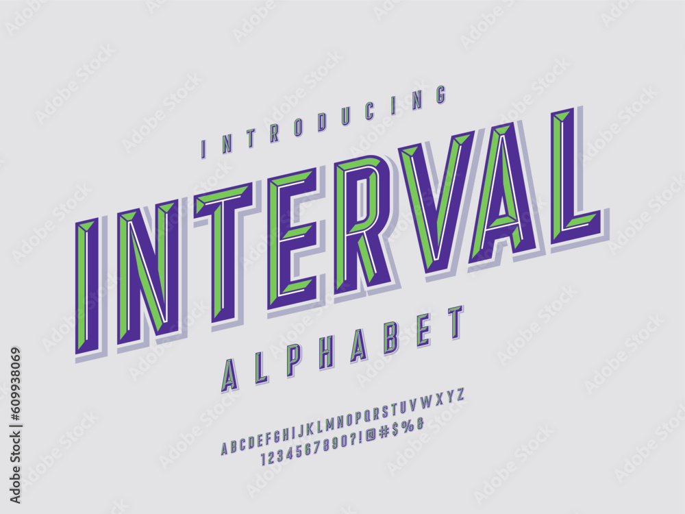 Poster chisel style alphabet design with uppercase, number and symbols