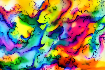 Colorful watercolor background. Abstract Painting with rainbow colors. Generative AI