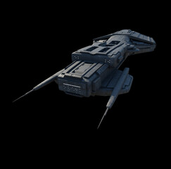 Medium Space Ship on Black Background - Front View, 3d digitally rendered illustration