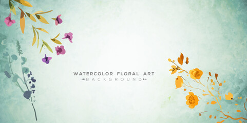 watercolor floral art background.