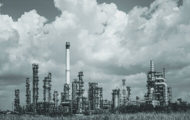 Scene of oil refinery plant of petrochemistry industry.