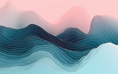 Blue curve abstract background,created with generative ai tecnology.
